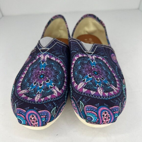 Womens Multicolor Paisley Loafer Shoes Slip On Low Top Round Toe Flats Size 8 - Picture 3 of 9